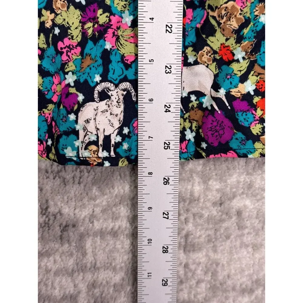 New J Crew Collection Silk Shirt 00 Womens Grazing Goats Whimsical